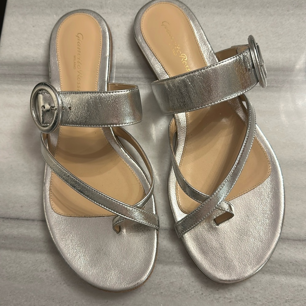 Gianvito Rossi Silver Flat Sandal